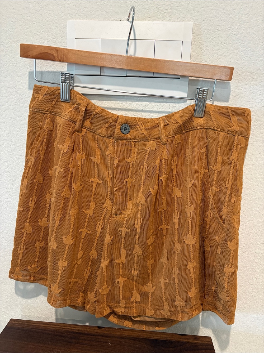 Textured Rust Orange Women's Skort with Subtle Pattern